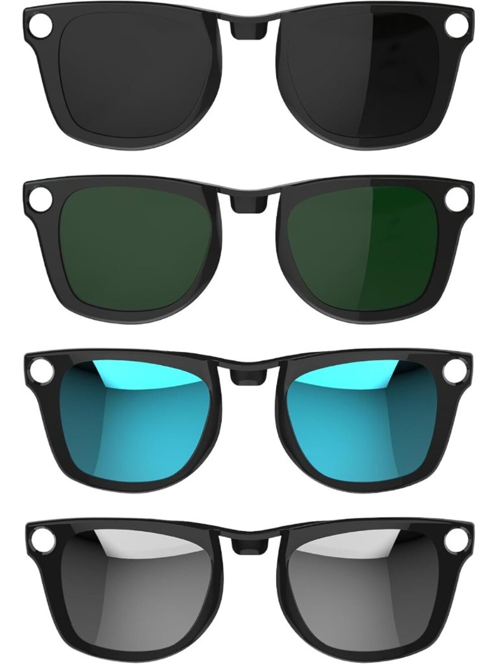 4Pcs Polarized Clip-On Sunglasses for Wayfarer Styles - UV Protection & Easy Fit